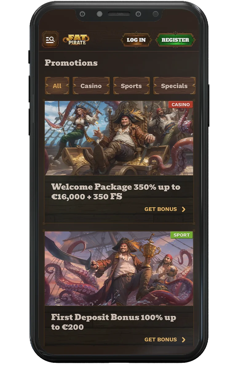 Screenshot of an online casino on a mobile phone
